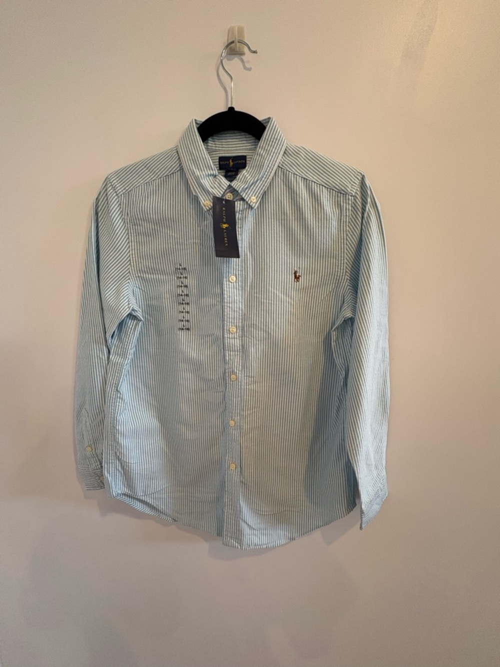 Vintage Lauren Ralph Lauren Light Blue & White Striped Button-Down Dress Shirt